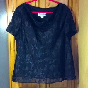 FINAL SALE PRICE Black Floral Chiffon Dress Blouse by Another Thyme